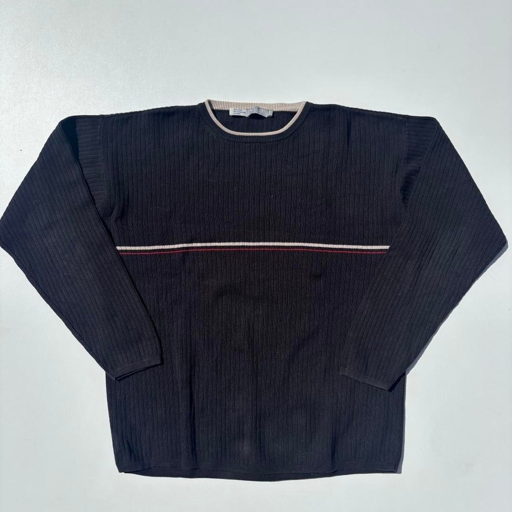 Nass black cotton sweatshirt with horizontal stripe across the chest - L